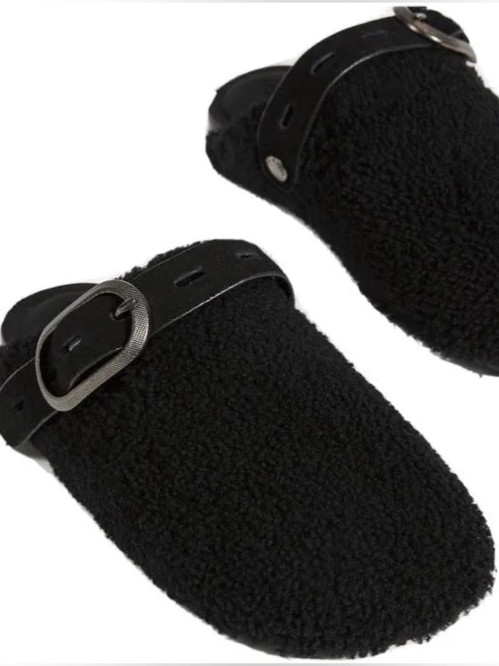 rag & bone Ansley Shearling Fur Clog Mules — Black